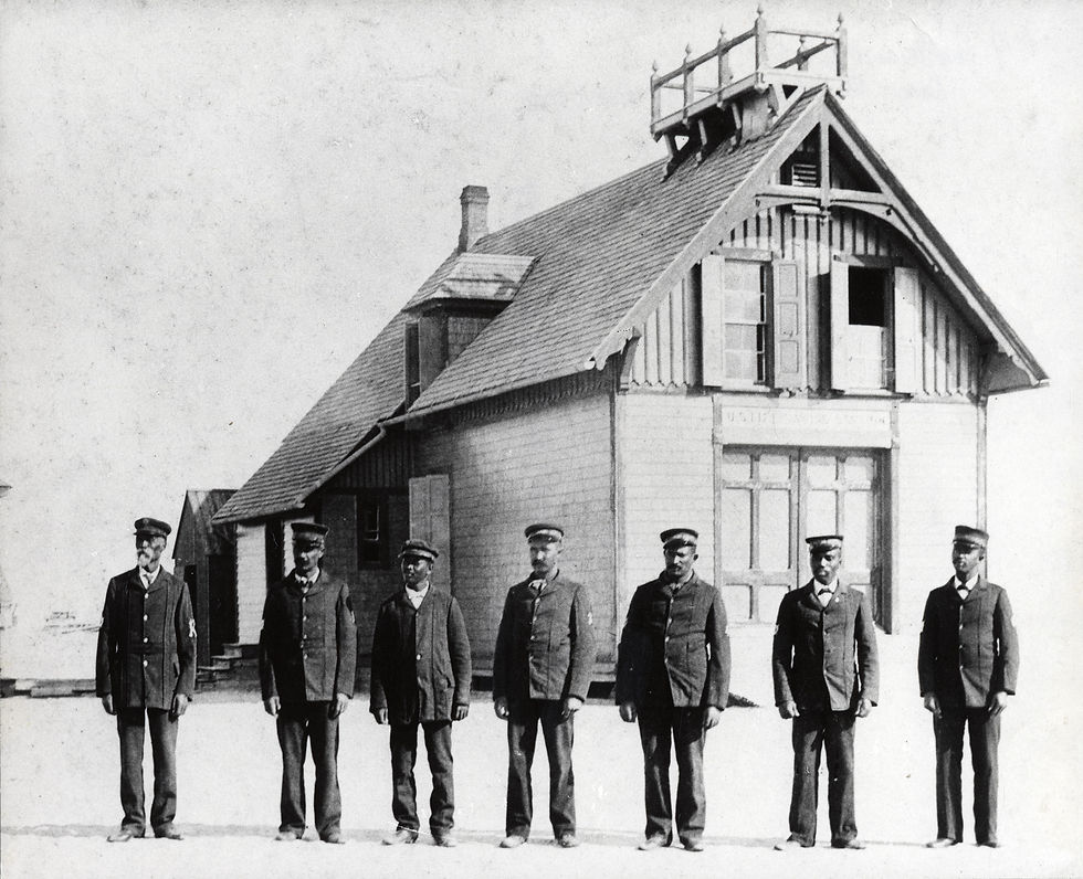 Keeper Richard Etheridge and the Surfmen of the Pea Island Life-Saving Station, the first African American lifesaving crew in the USLSS, Outer Banks, ca. 1880, H. H. Brimley Collection, Outer Banks History Center, State Archives of North Carolina.