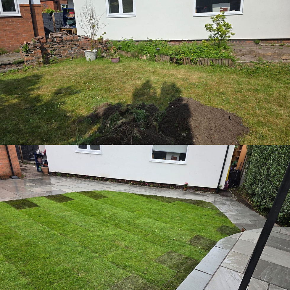 Before and after landscaping projects Stockport garden transformation