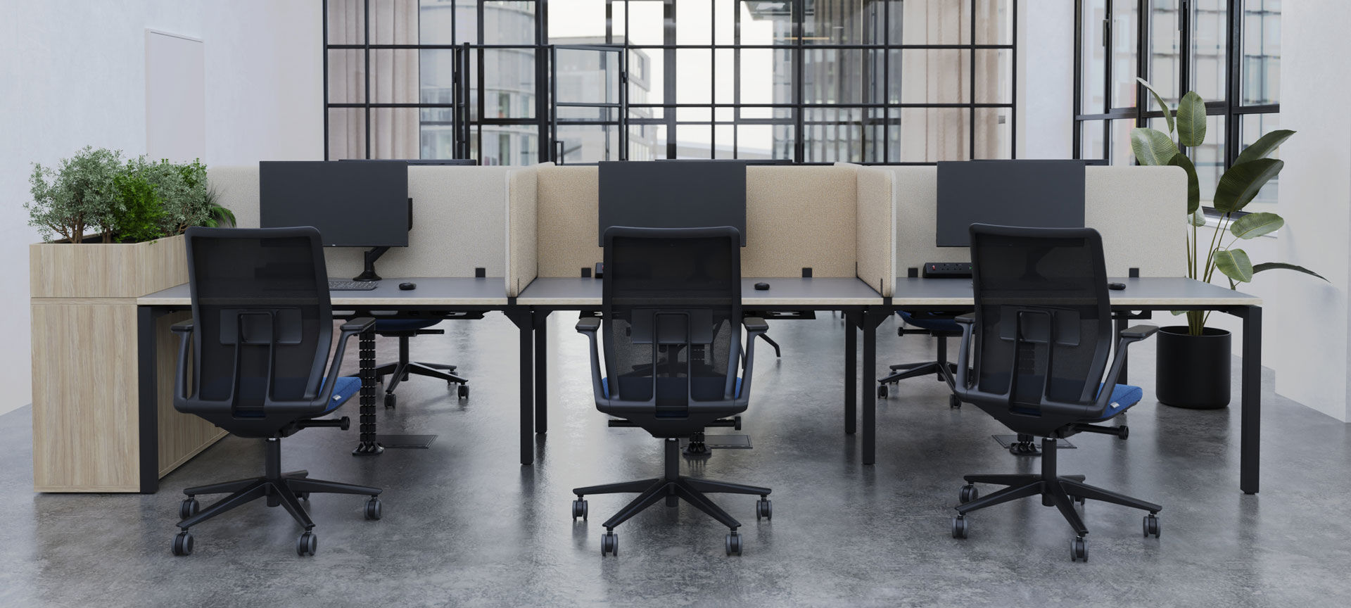 Écran acoustique SYSTM — Dorsal bench face-à-face