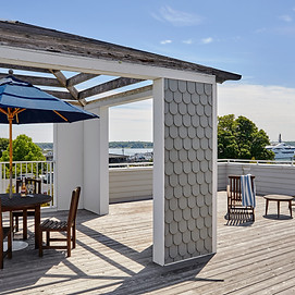 terrace view from harborfront inn located in long island new york