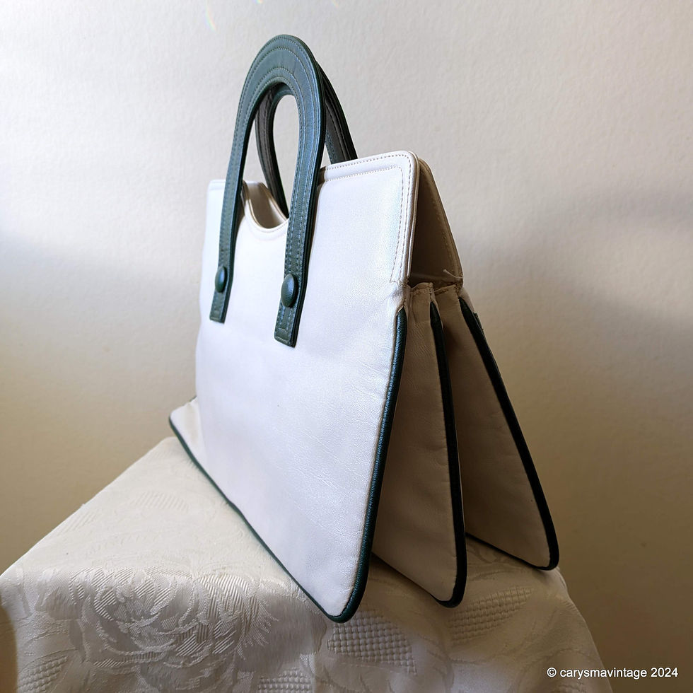 Thumbnail: Harmony cream and dark green vintage handbag