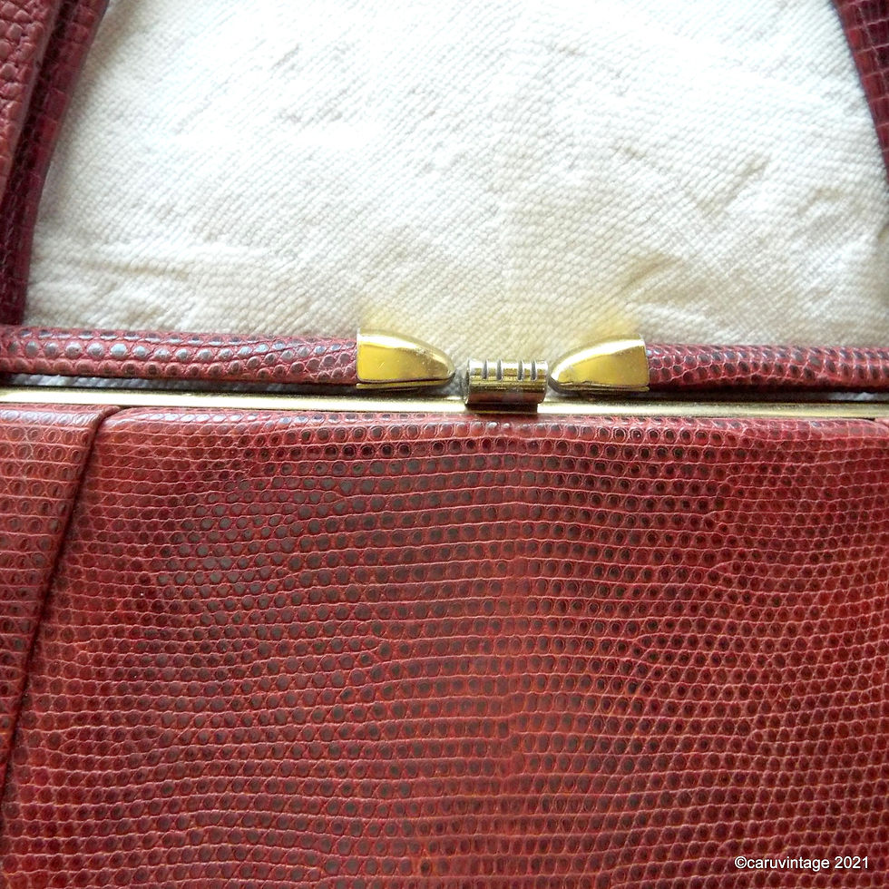 Thumbnail: 1950s Riviera red reptile effect leather handbag