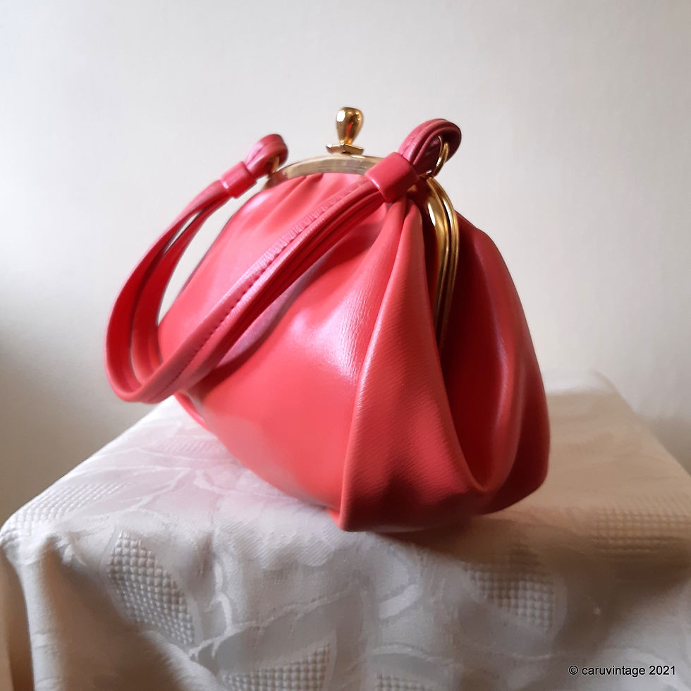 Thumbnail: Coral soft faux leather dolly style handbag