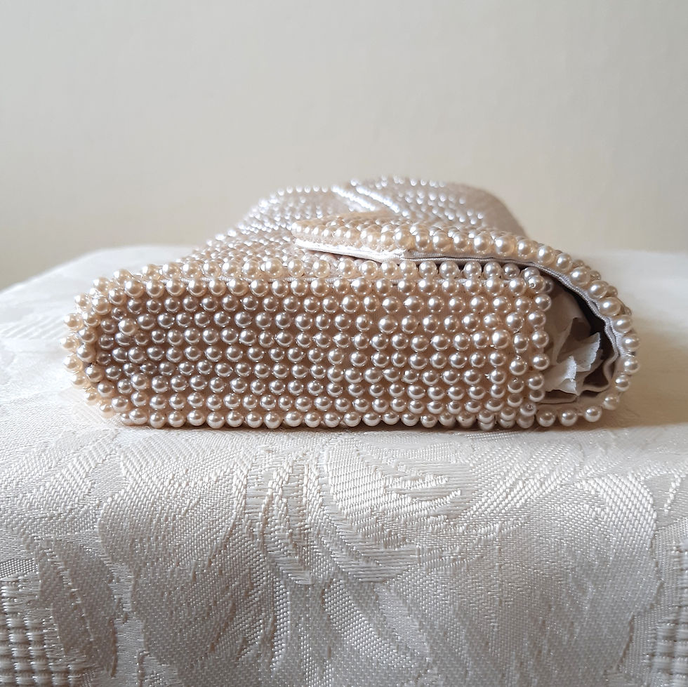 Thumbnail: Ivory faux pearl beaded clutch bag