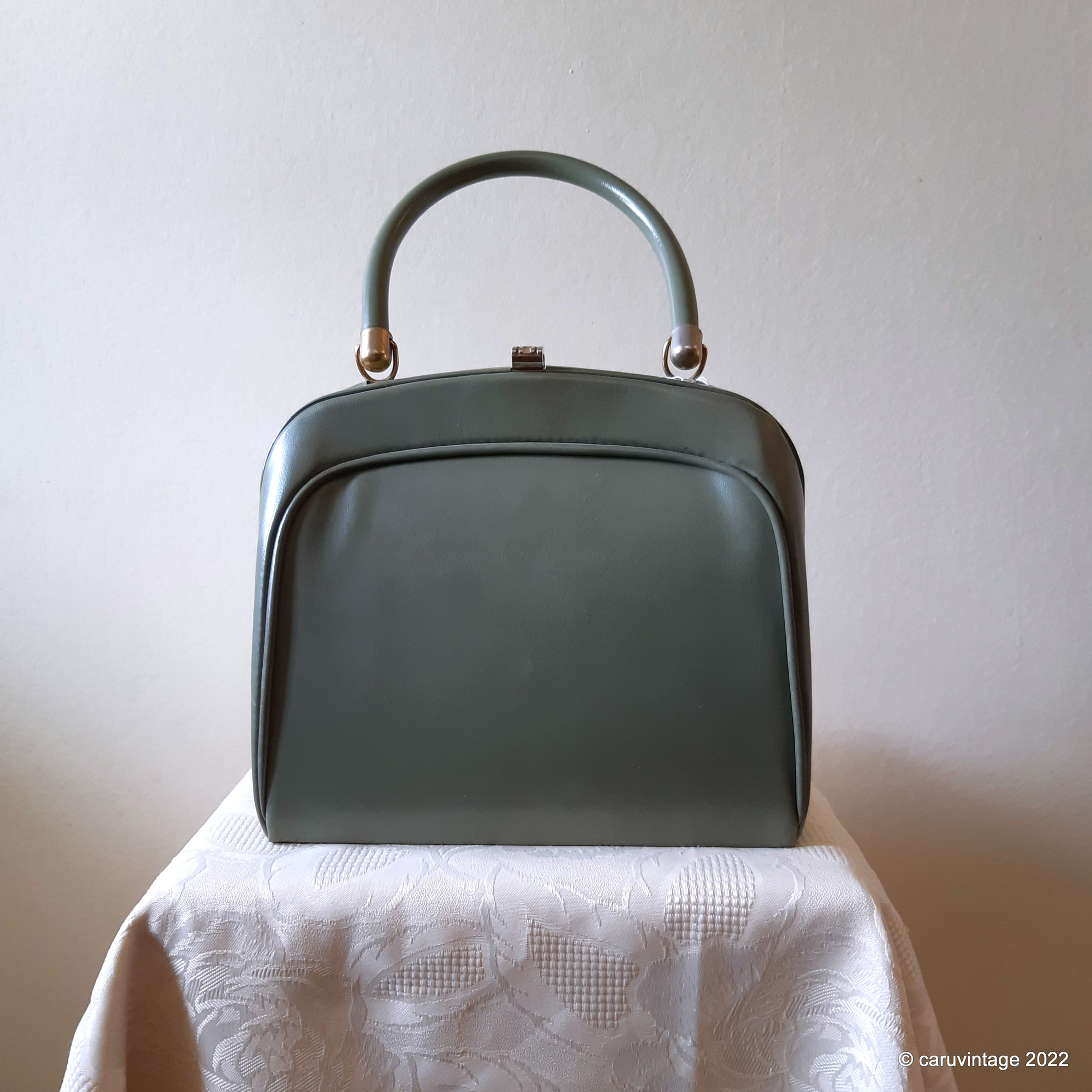 St Michael sage green rigid boxy handbag