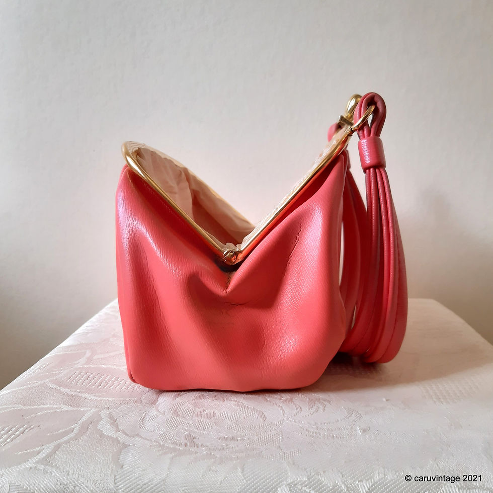 Thumbnail: Coral soft faux leather dolly style handbag