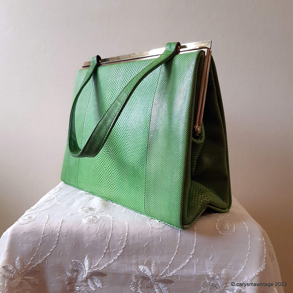 Thumbnail: Fassbender apple green reptile effect leather handbag