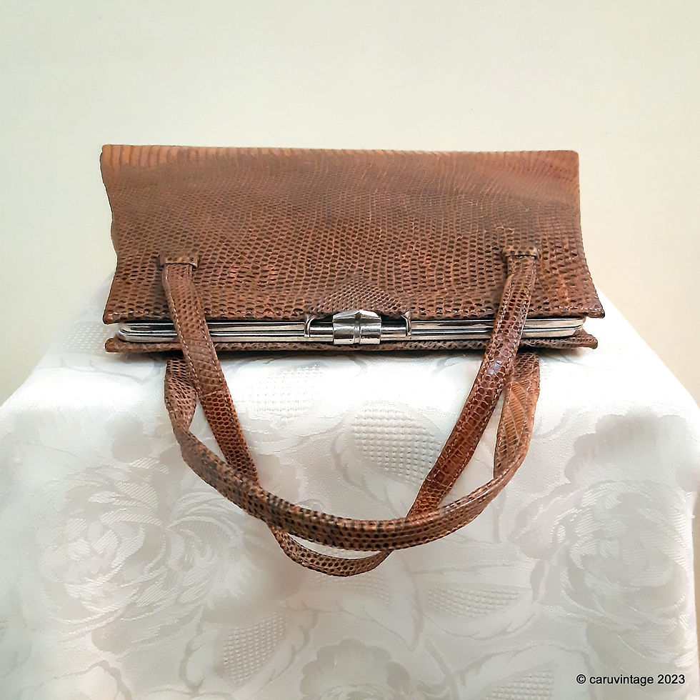 Thumbnail: Tan reptile leather top handle handbag with inner hinged split purse