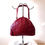 Thumbnail: Deep red soft leather dolly style handbag with opal effect clasp