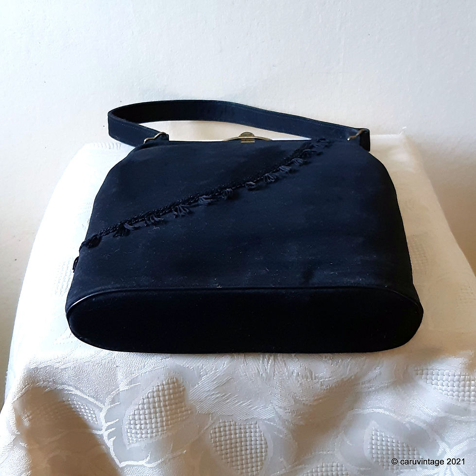 Thumbnail: 1940s/50s black faux suede handbag
