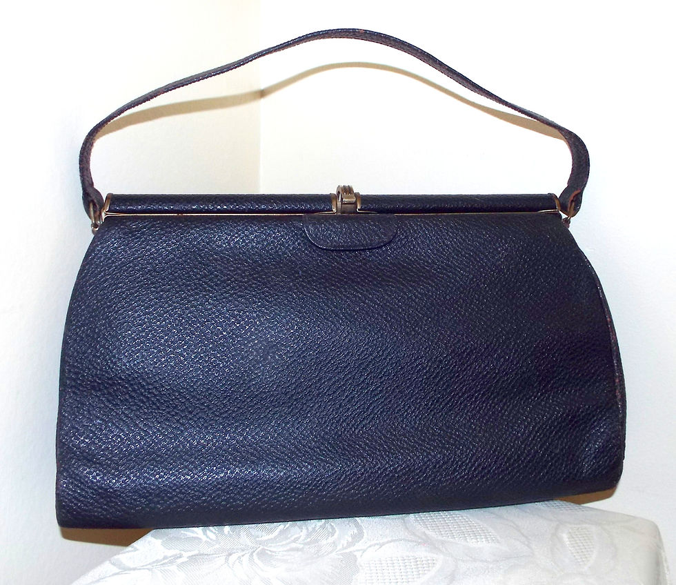 Thumbnail: "The Martin" navy blue pebbled leather handbag with inner purses