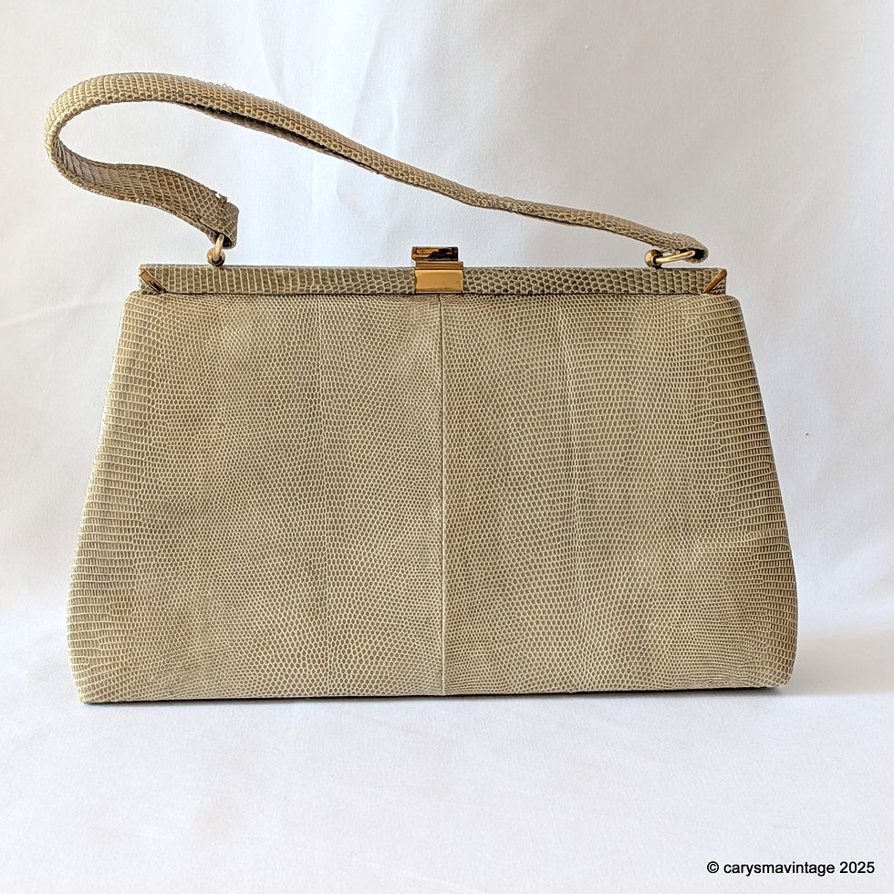 Thumbnail: A W, West Germany very pale sage green reptile leather classic handbag