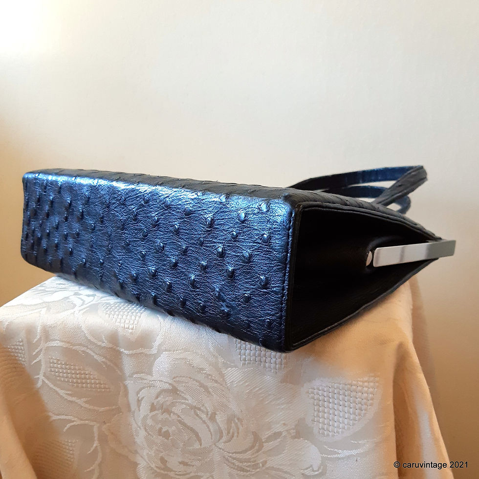Thumbnail: 1960s black ostrich leather classic style handbag
