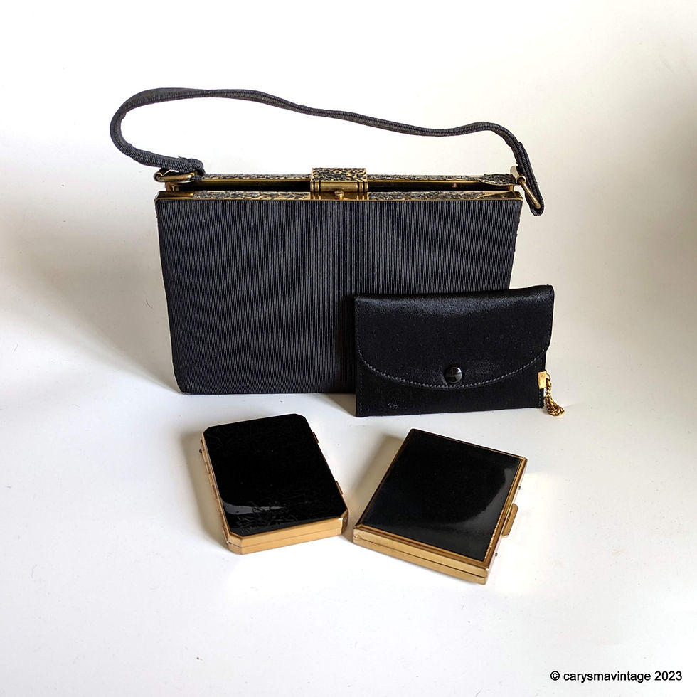 Thumbnail: Waldybag black grosgrain fitted minaudiere