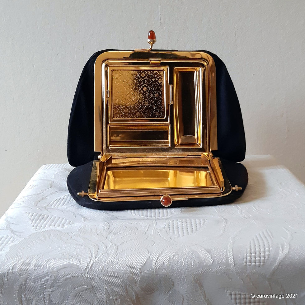 Thumbnail: Werber "Minois" black suede evening minaudiere clutch