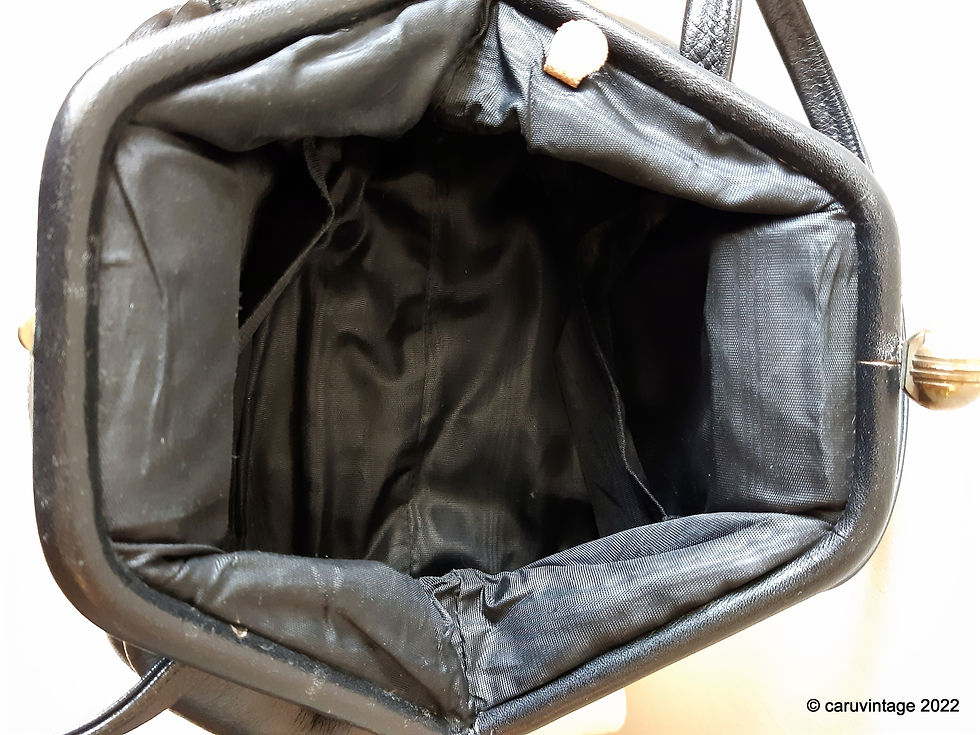 Thumbnail: 1940s/50s John Plant black soft leather dolly style handbag