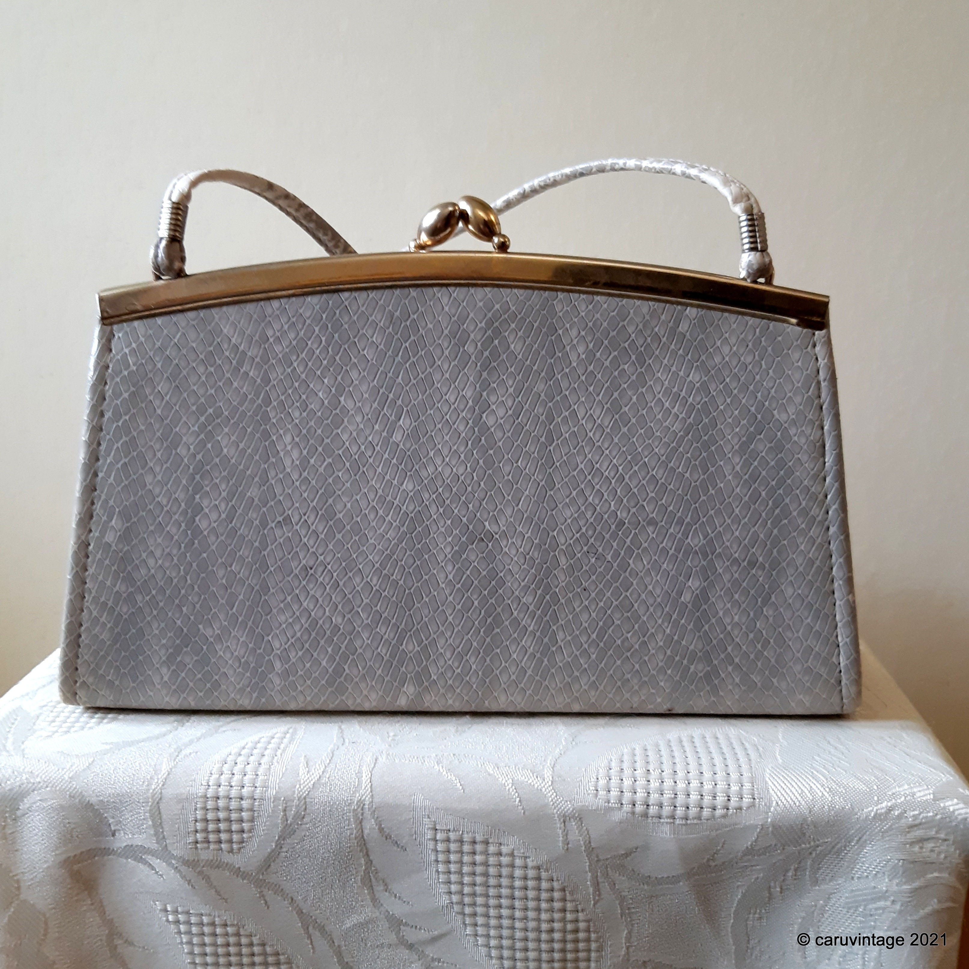 Janette light grey reptile effect evening shoulder bag