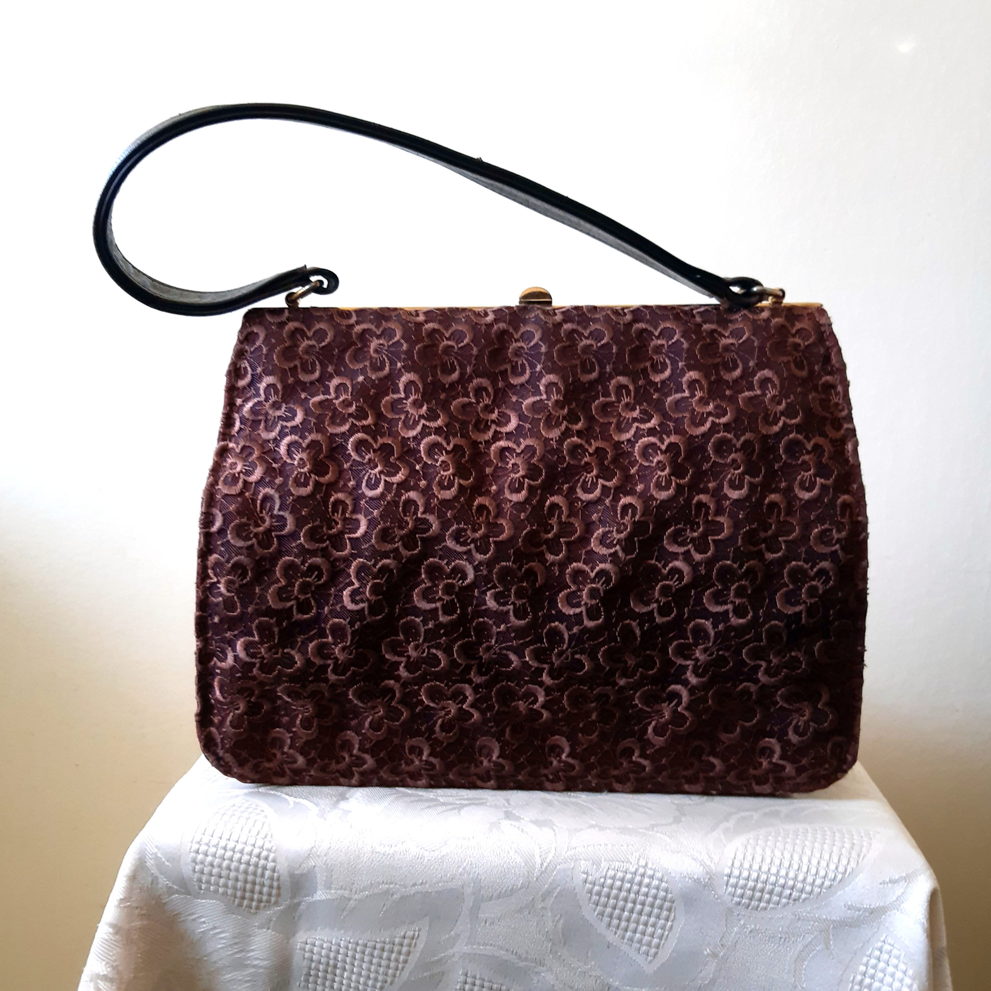 1950s/1960s Bective brown lace overlay handbag