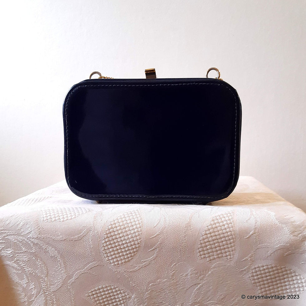 Thumbnail: Spearo navy blue patent leather box bag