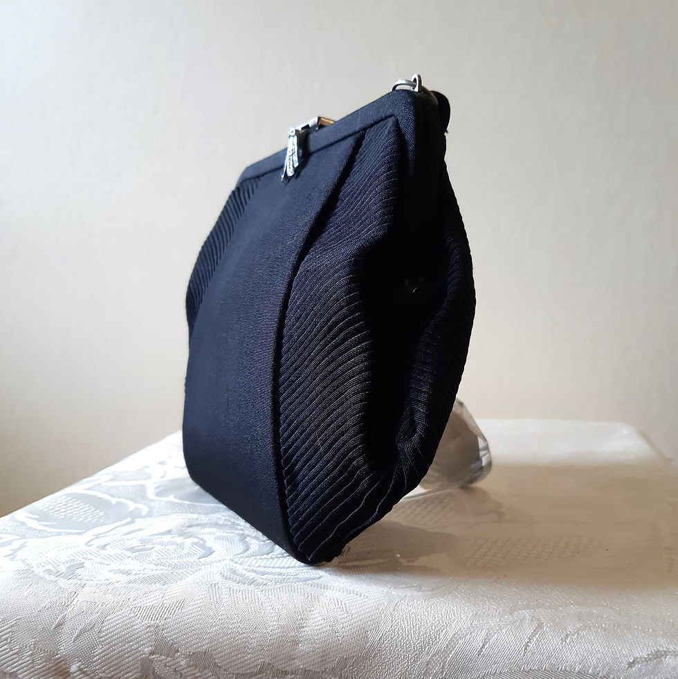 Thumbnail: CFR small black crepe evening bag with marcasite clasp