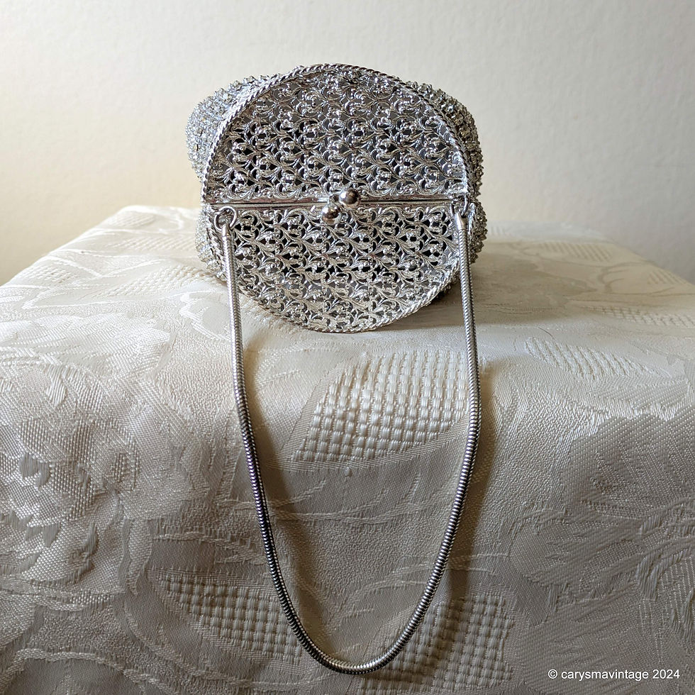 Thumbnail: Oroton silver diamante covered handbag with filigree frame