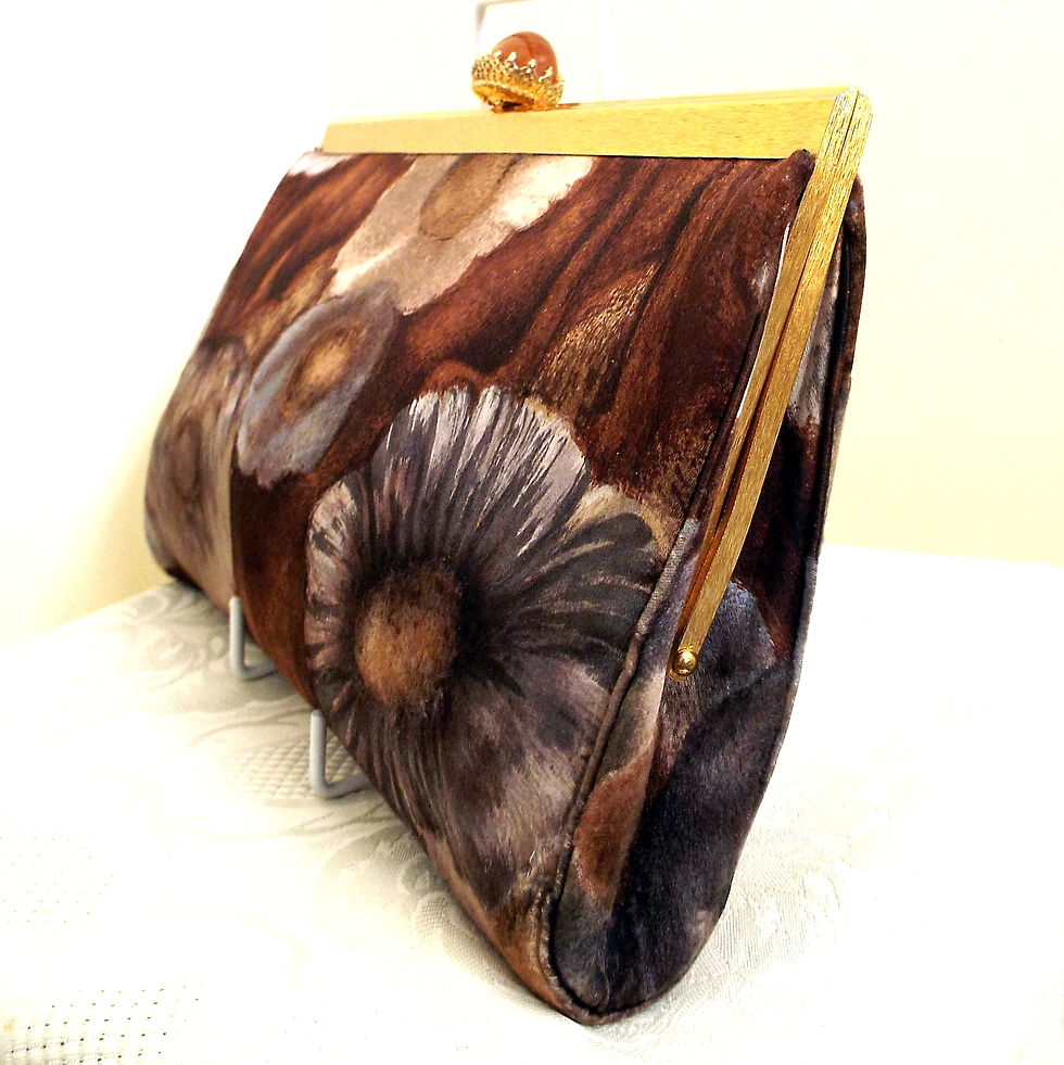 Thumbnail: Koret brown multi poppy patterned silk/satin evening clutch