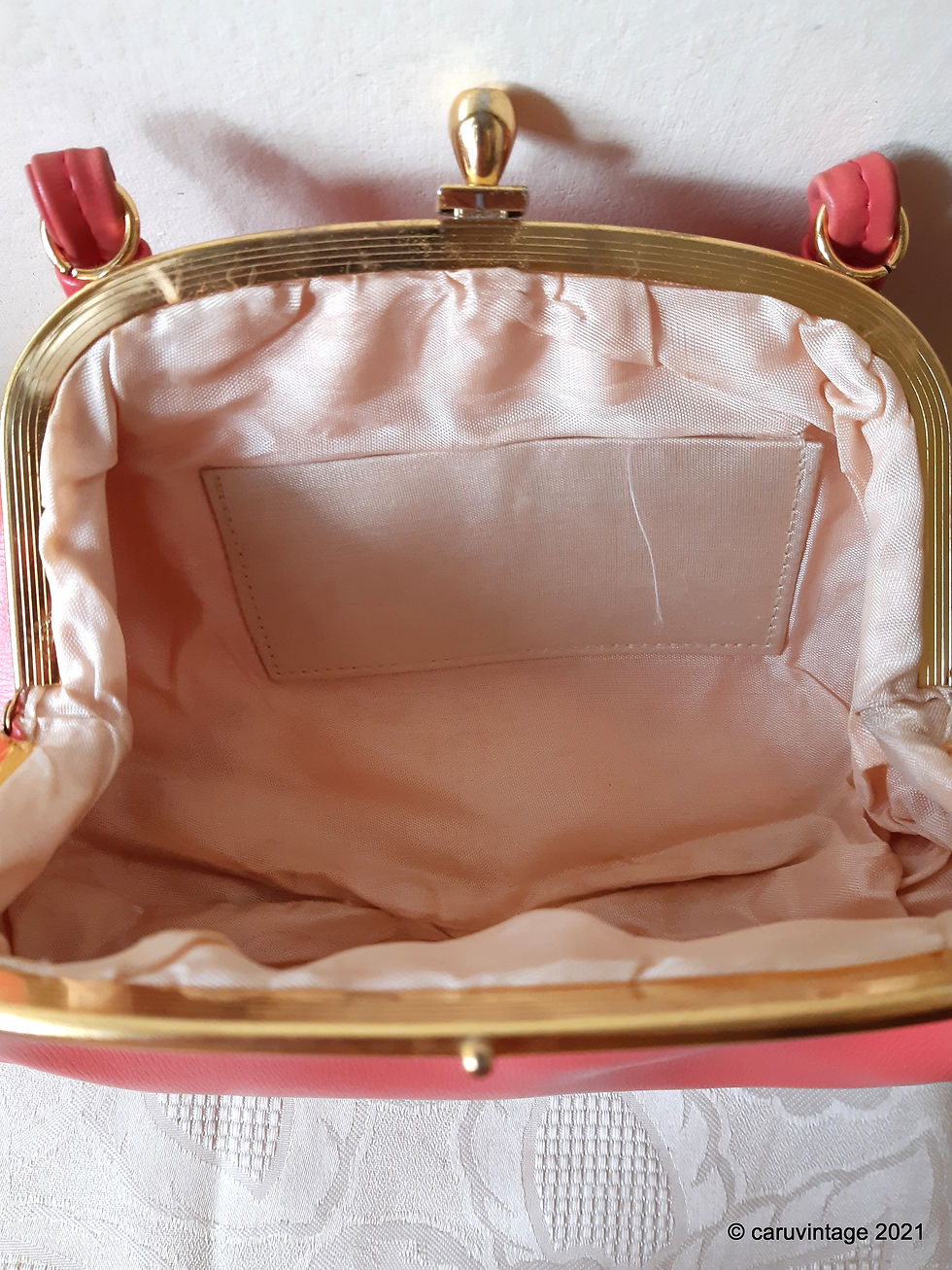 Thumbnail: Coral soft faux leather dolly style handbag