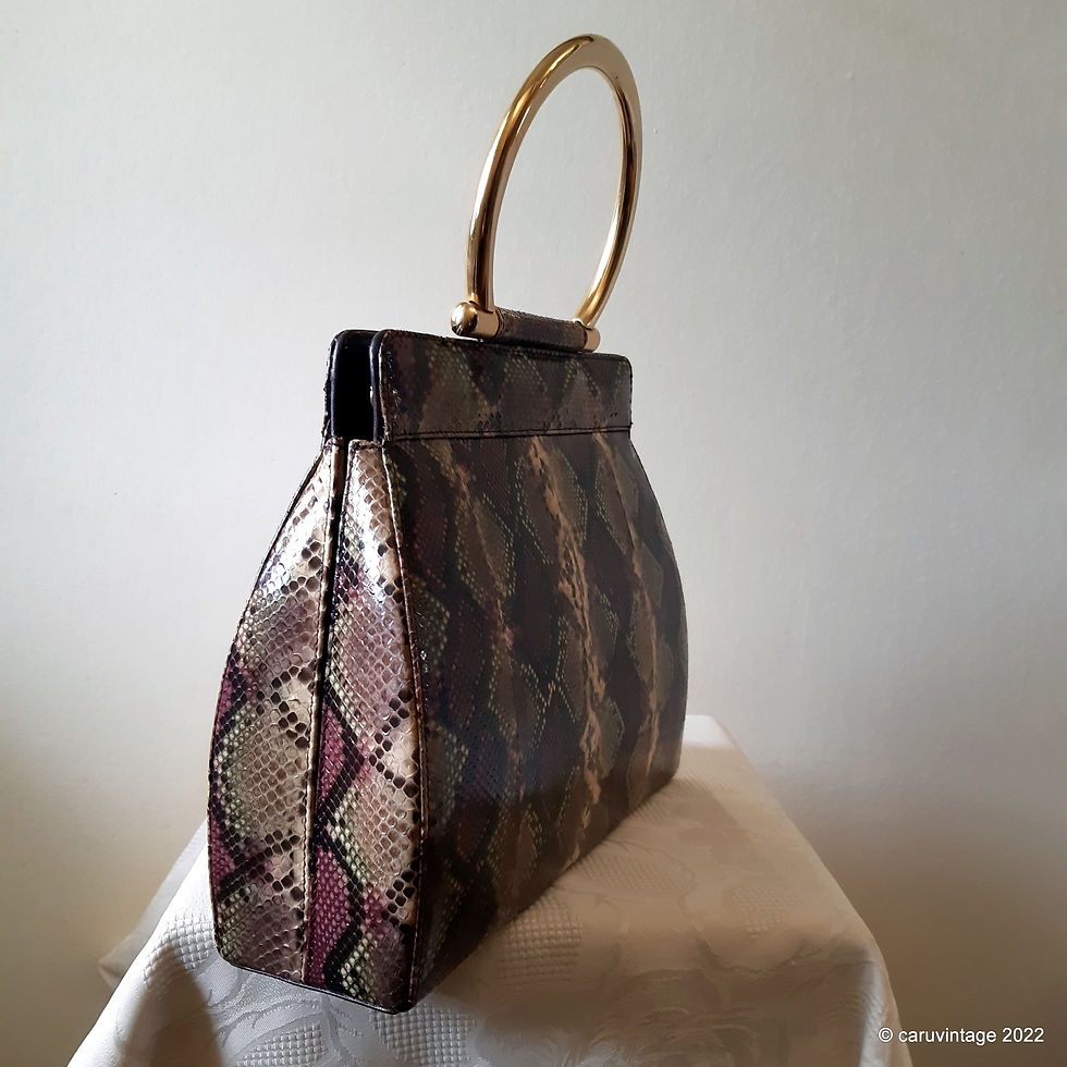 Thumbnail: Bol Perdix purple, green, multi snakeskin rigid handbag