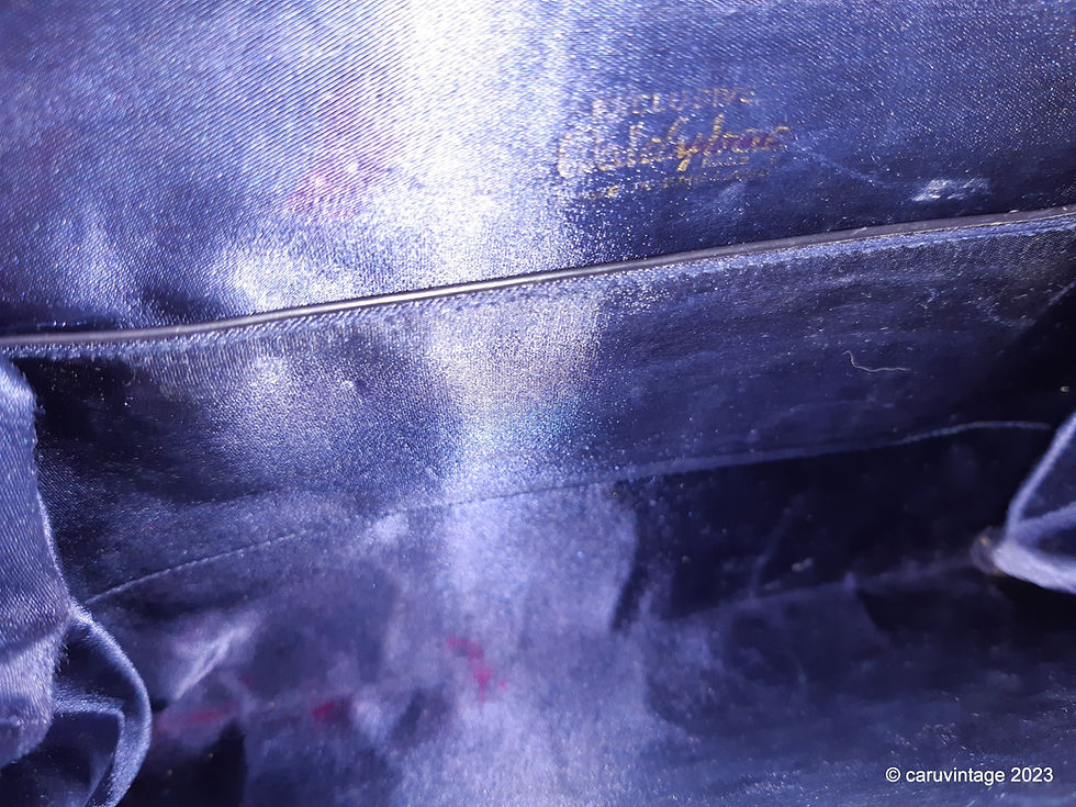 Thumbnail: Waldybag navy lace overlay handbag