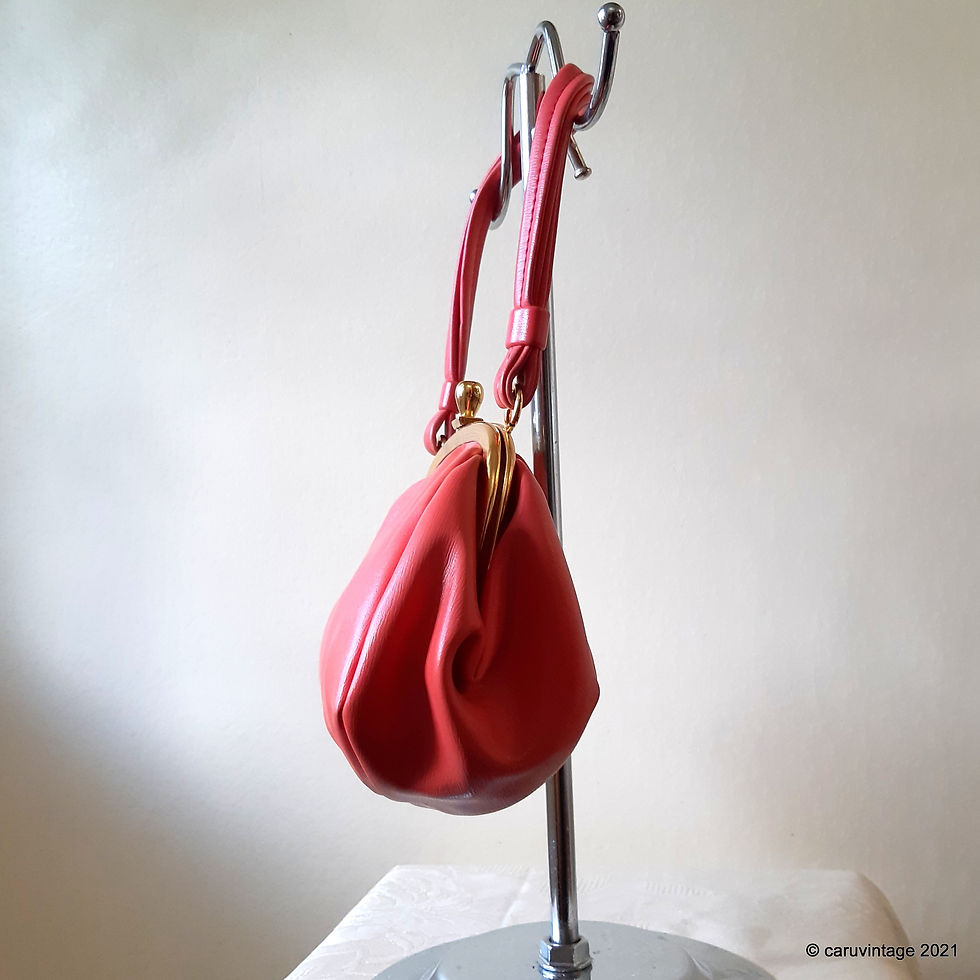 Thumbnail: Coral soft faux leather dolly style handbag