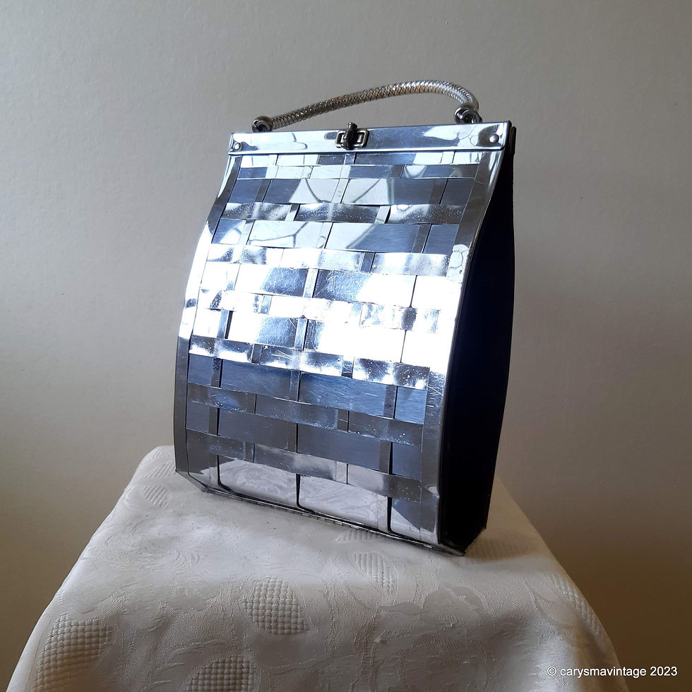 1950's DORSET REX Chrome Woven Metal Curved Box Purse Handbag