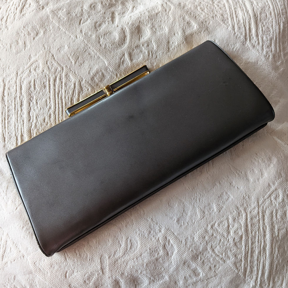 Thumbnail: Waldybag vintage grey leather long clutch bag with coin purse