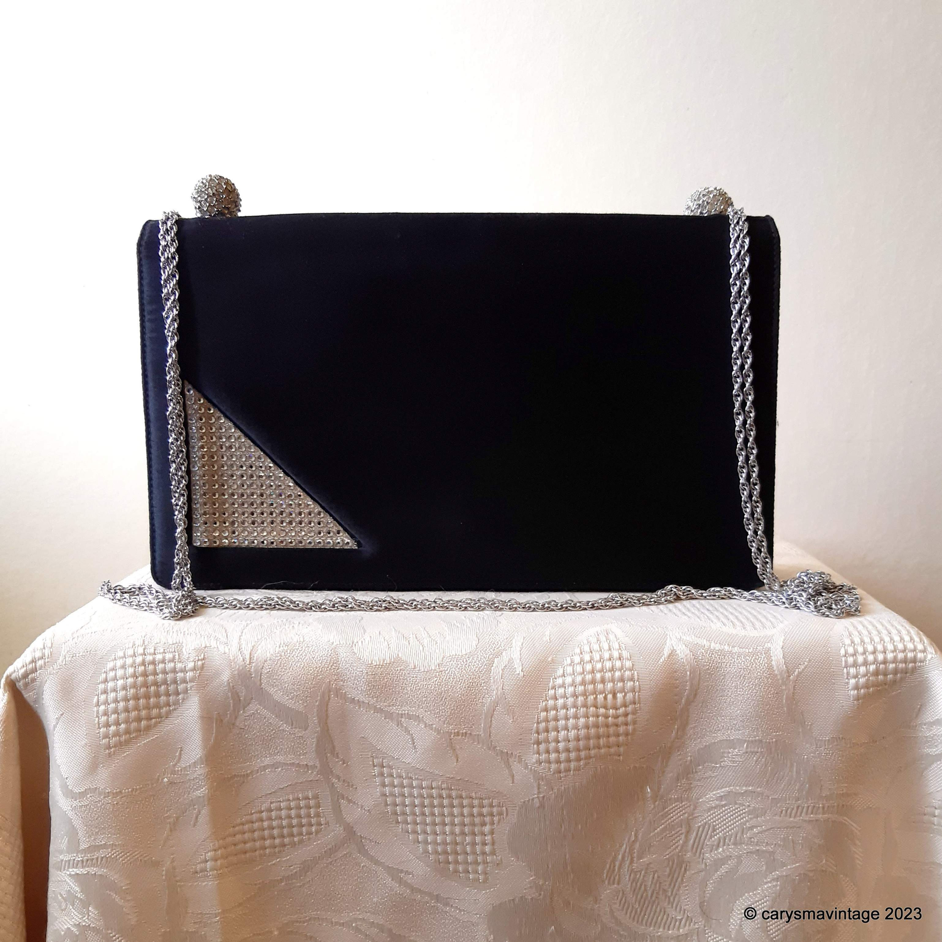 Morris Moscowitz black evening bag with rhinestone detail