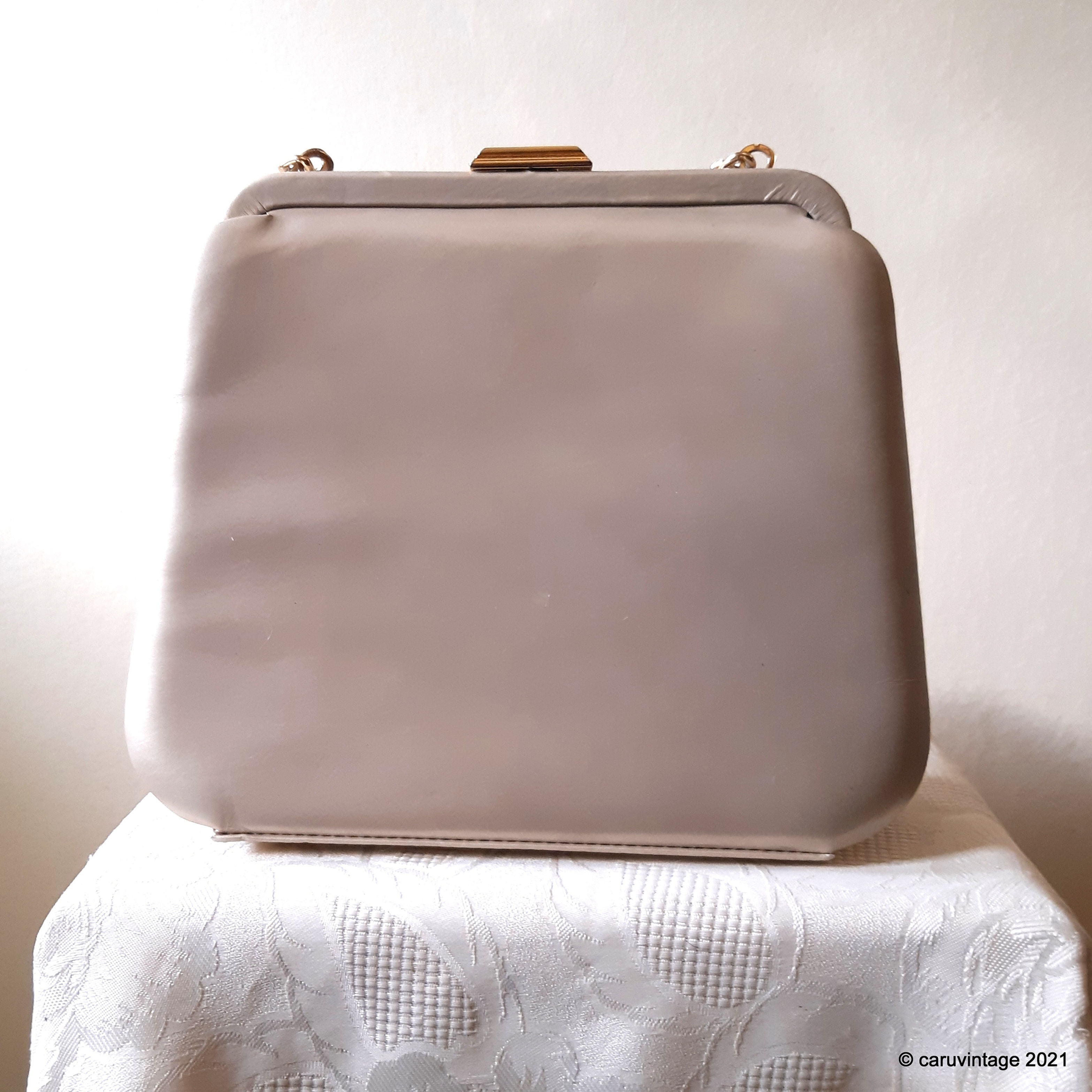 Lorbac champagne beige leather evening bag