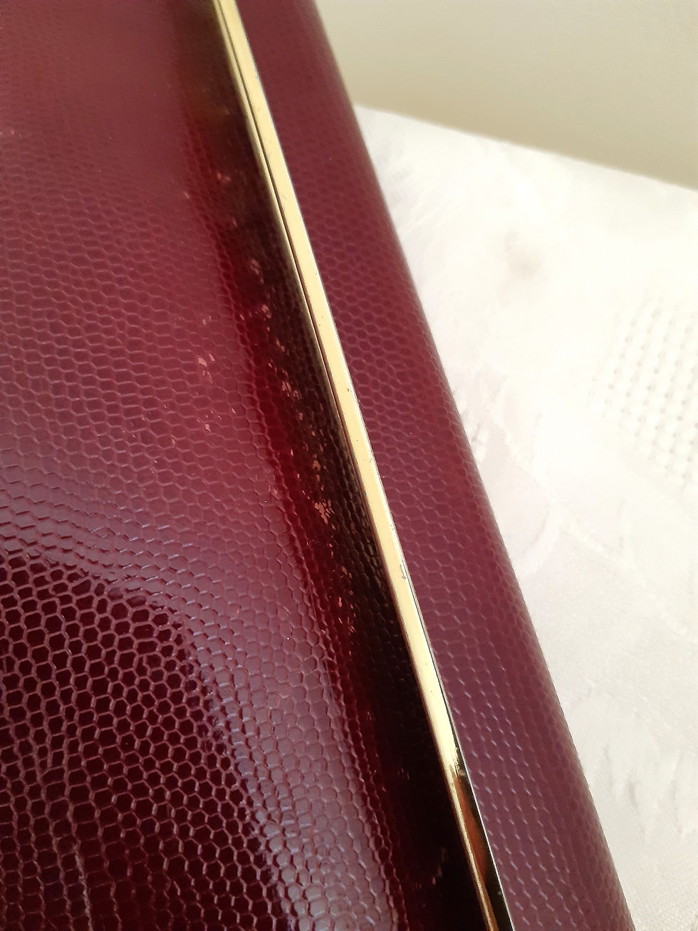 Thumbnail: Faigen red leather lizard effect shoulder or clutch bag
