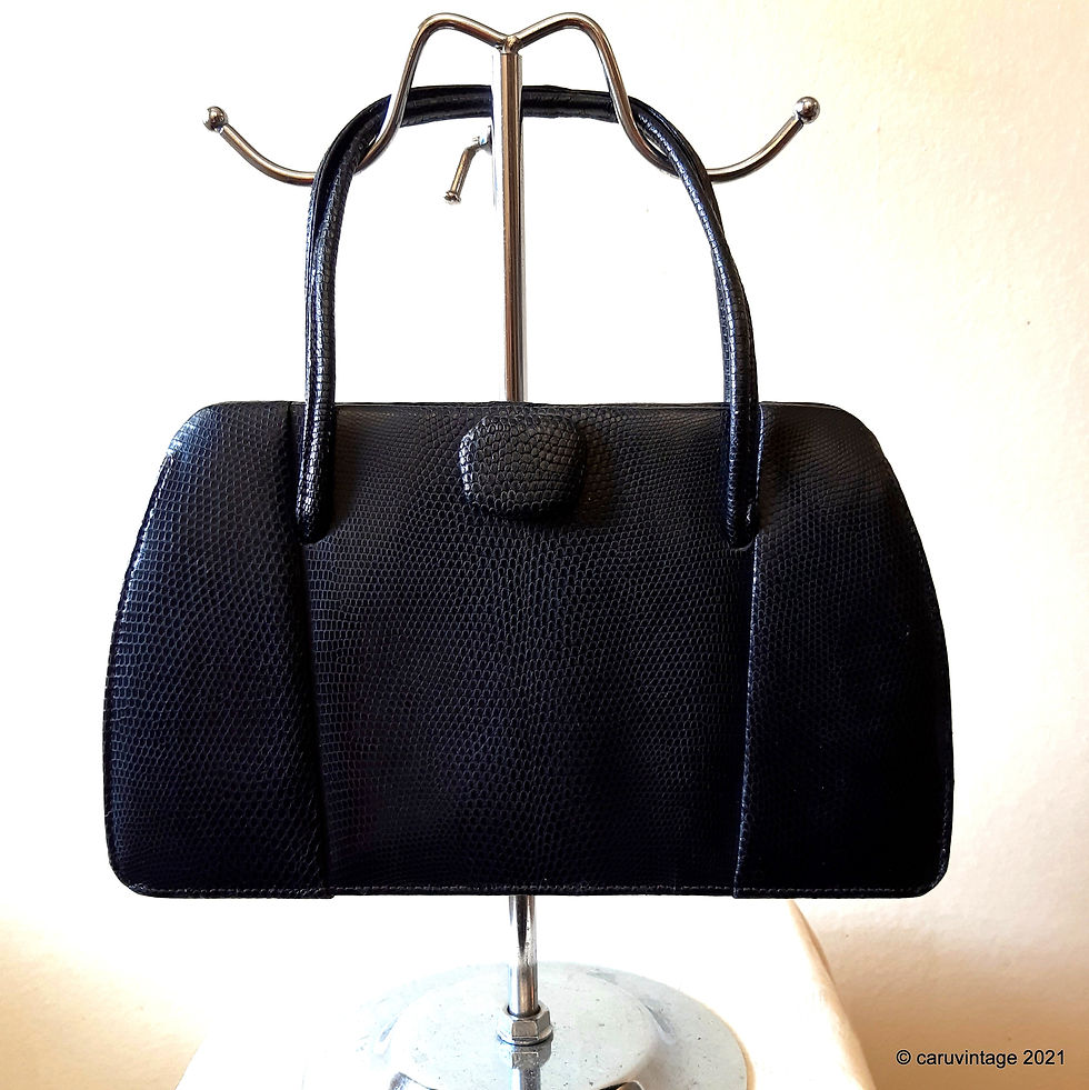 Black lizard reptile leather handbag