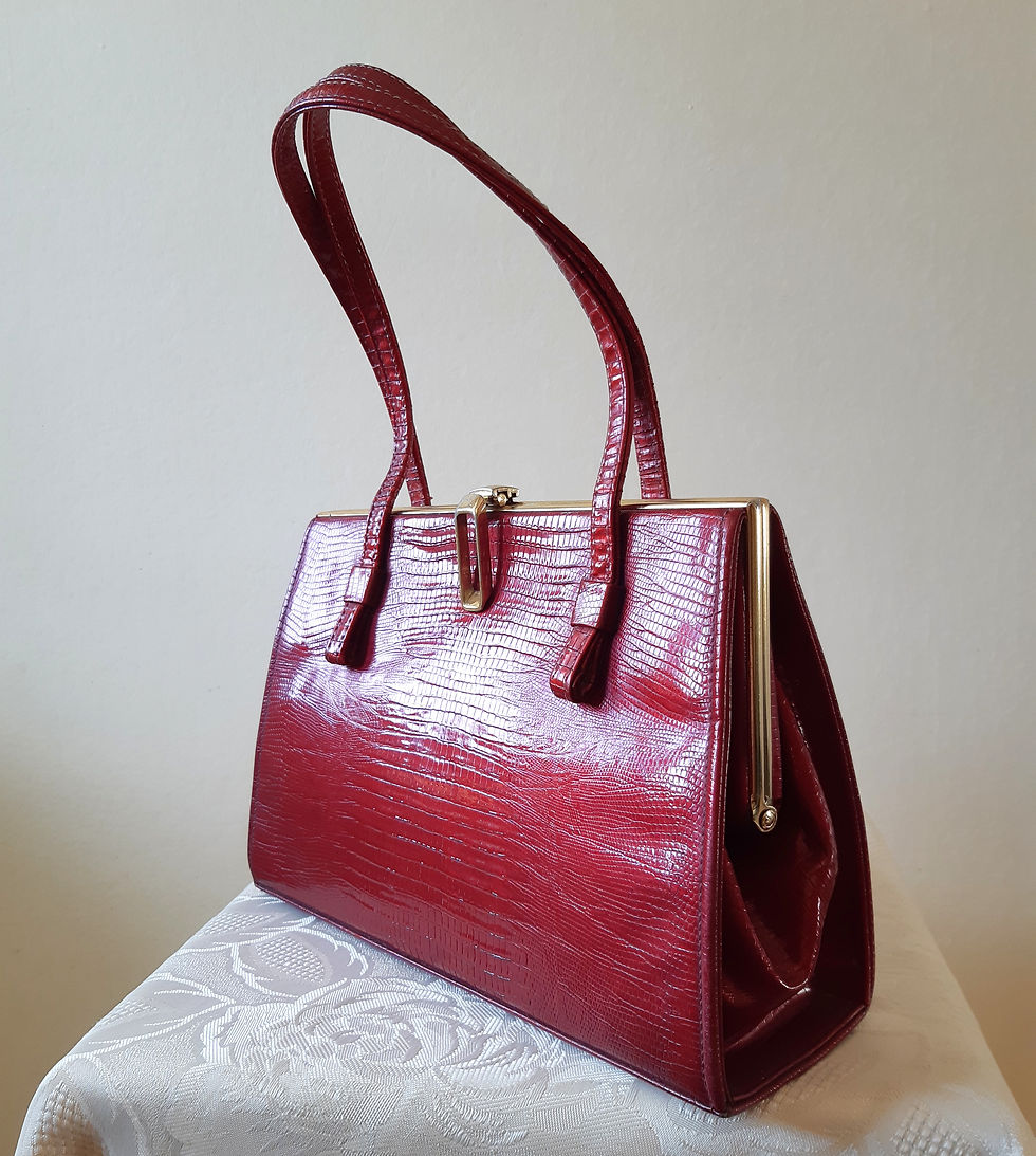 Thumbnail: 1960s/70s Interwainer raspberry red textured patent handbag