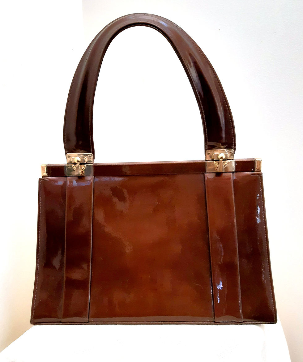 Thumbnail: Jane Shilton large brown patent leather handbag