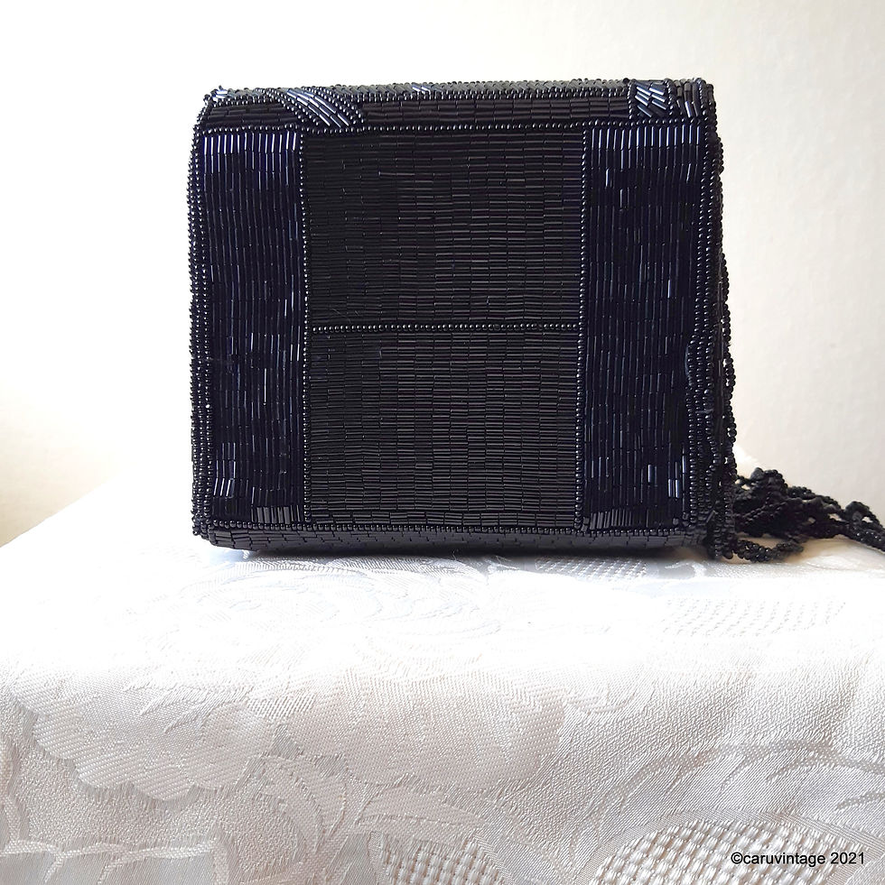 Thumbnail: Black beaded small boxy shoulder bag