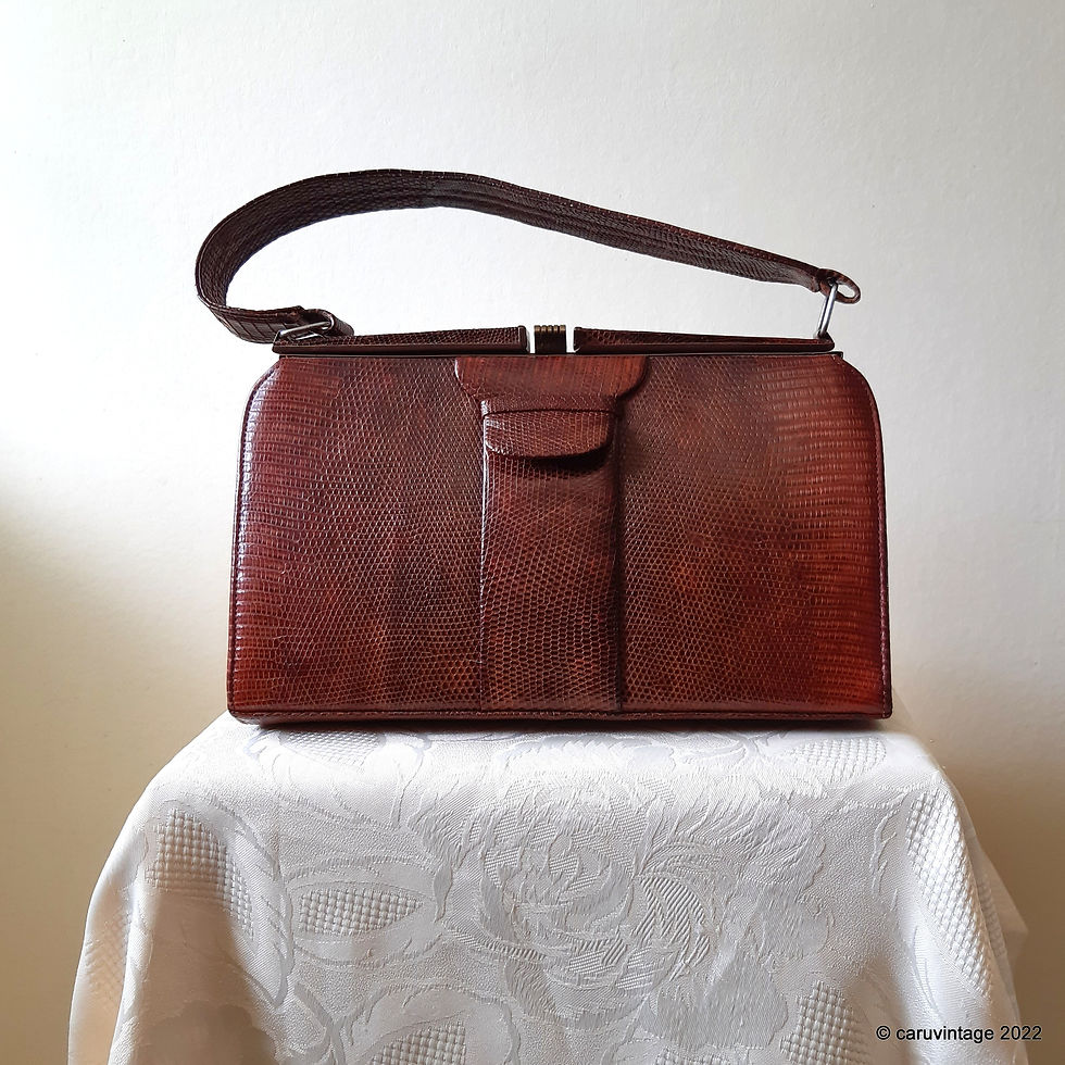Thumbnail: Sir John Bennett rich brown reptile/lizard skin vintage handbag