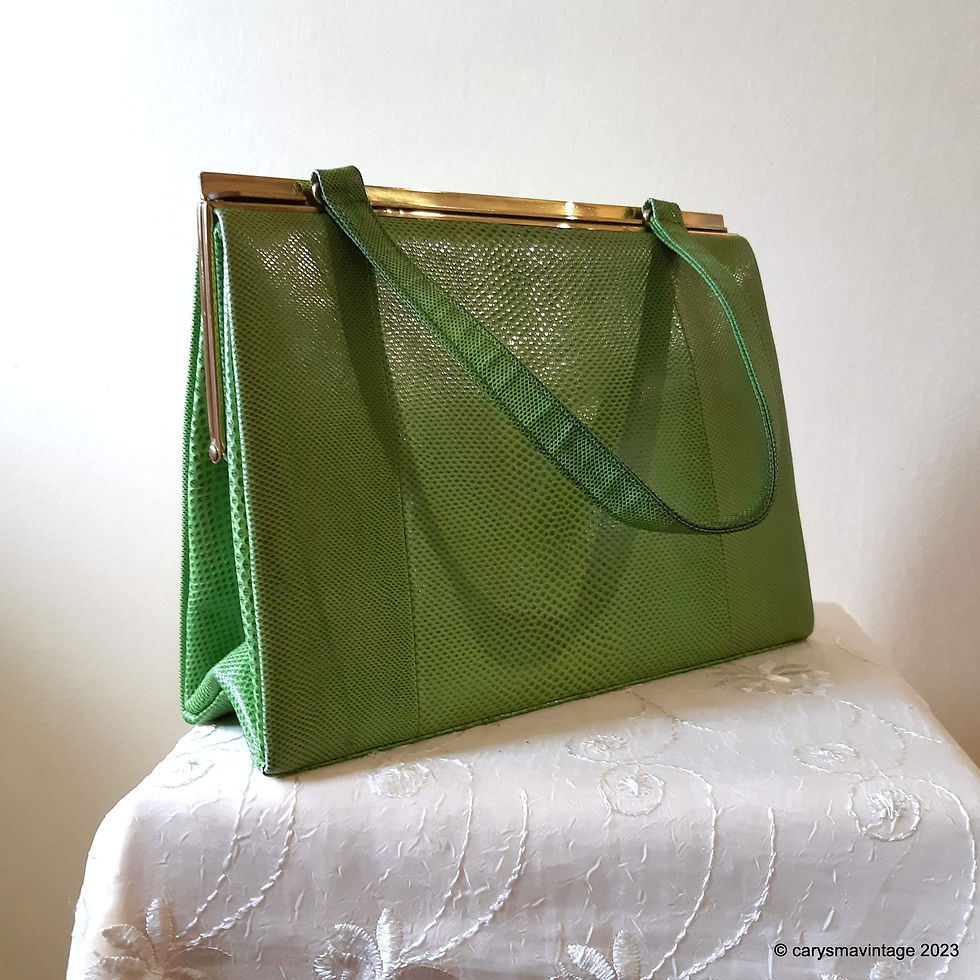 Thumbnail: Fassbender apple green reptile effect leather handbag