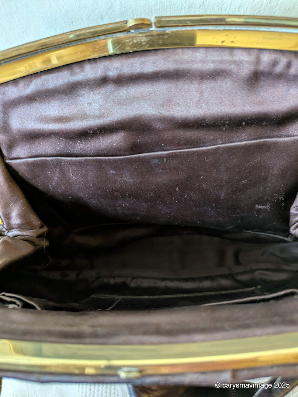 Thumbnail: Brown soft leather handbag with wrist strap