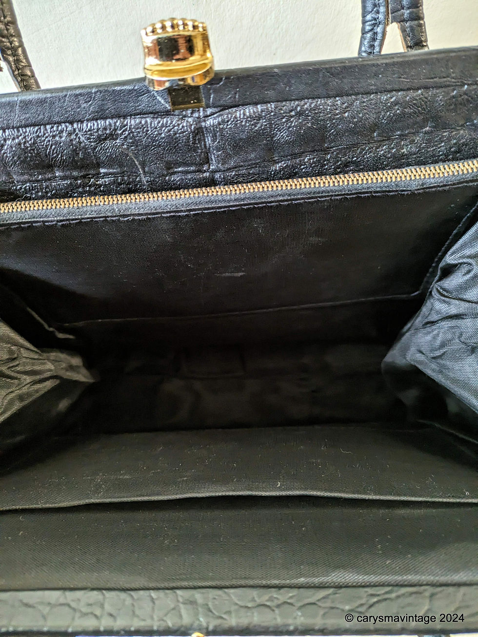 Thumbnail: Black textured vinyl large handbag