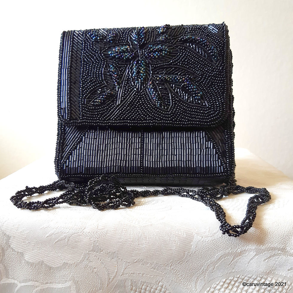 Thumbnail: Black beaded small boxy shoulder bag