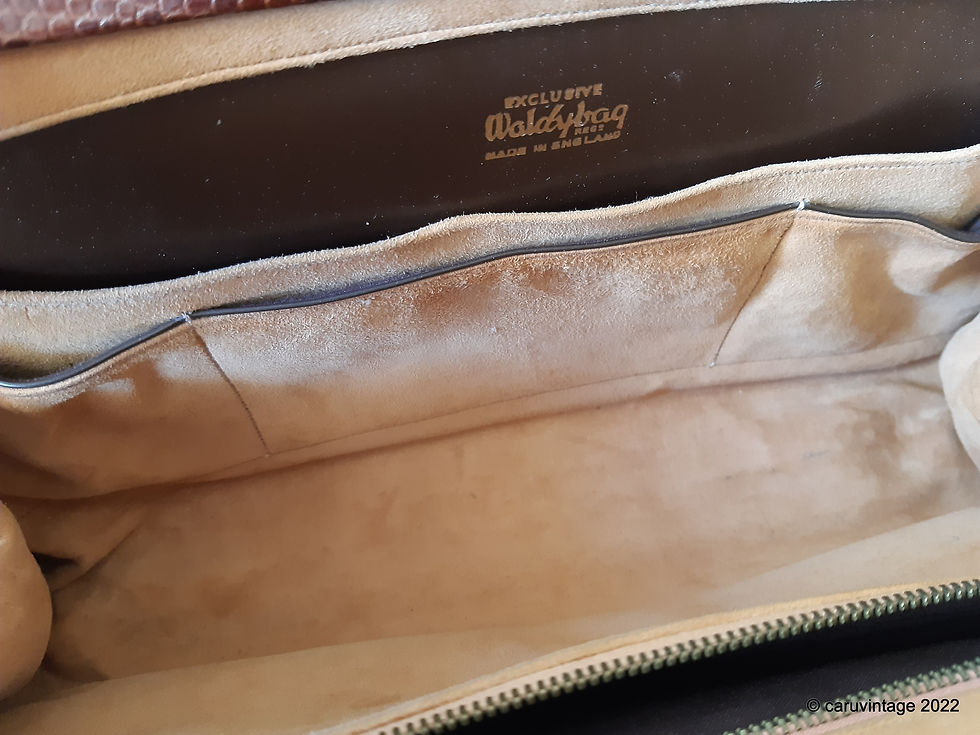 Thumbnail: Waldybag rich glossy brown reptile effect leather handbag
