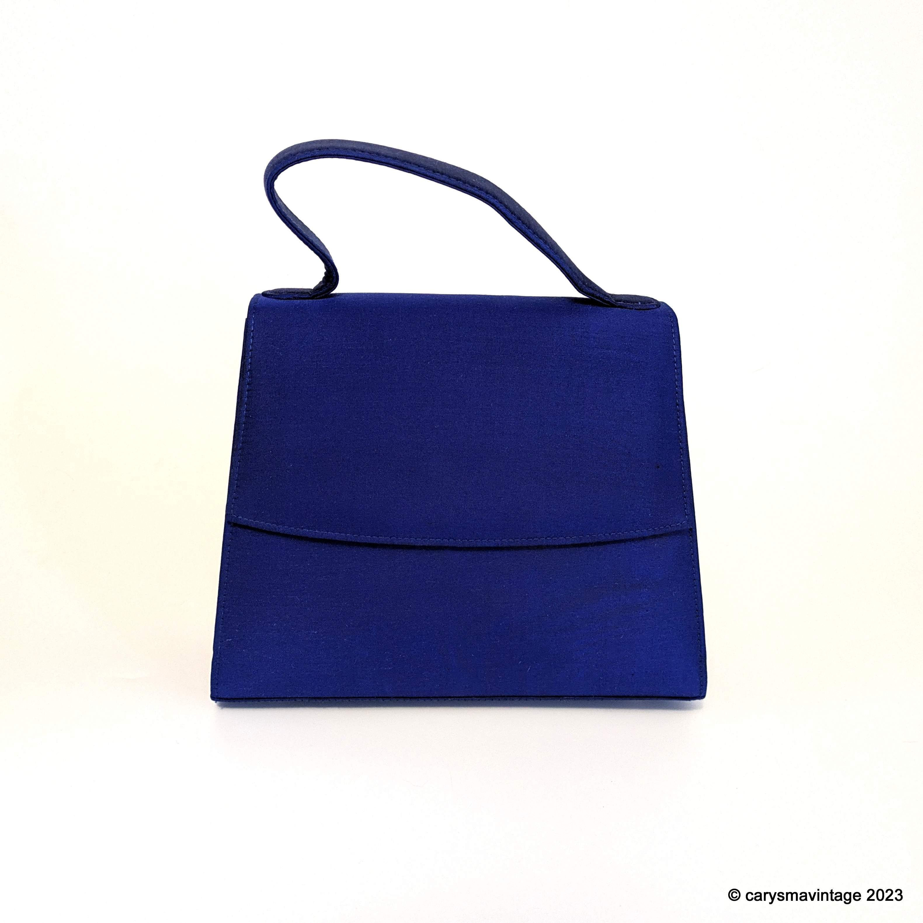 Cobalt blue silk rigid evening bag