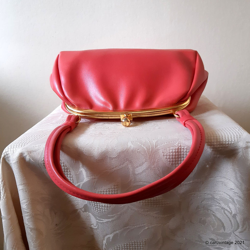 Thumbnail: Coral soft faux leather dolly style handbag