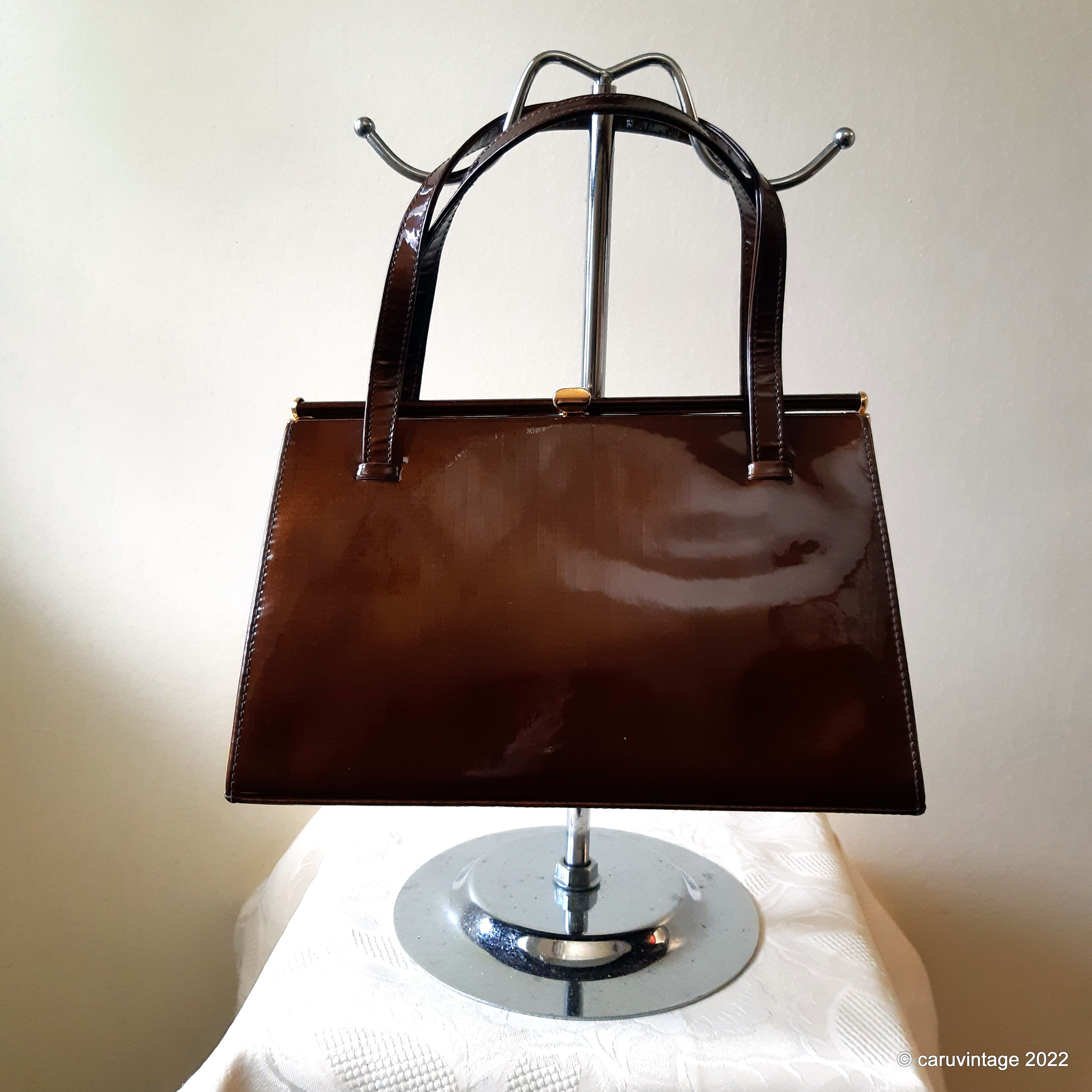 Holmes bronze brown patent classic style handbag