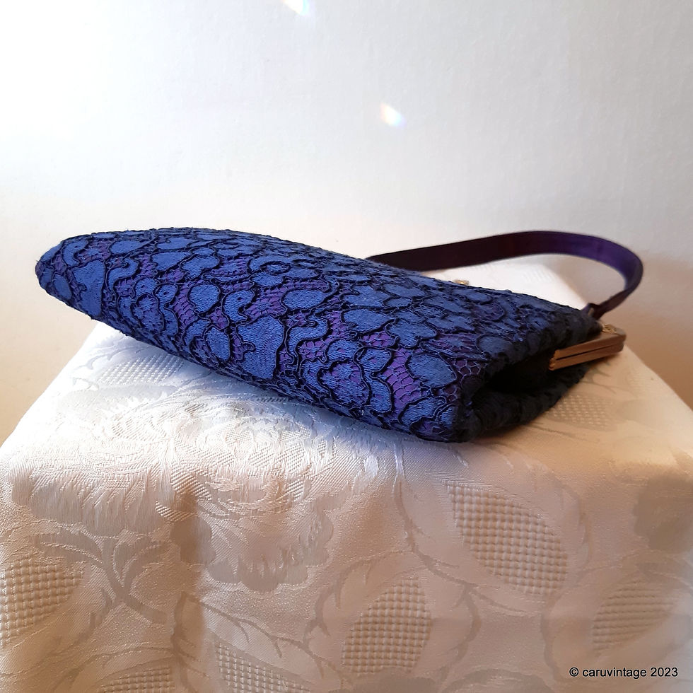 Thumbnail: Waldybag navy lace overlay handbag