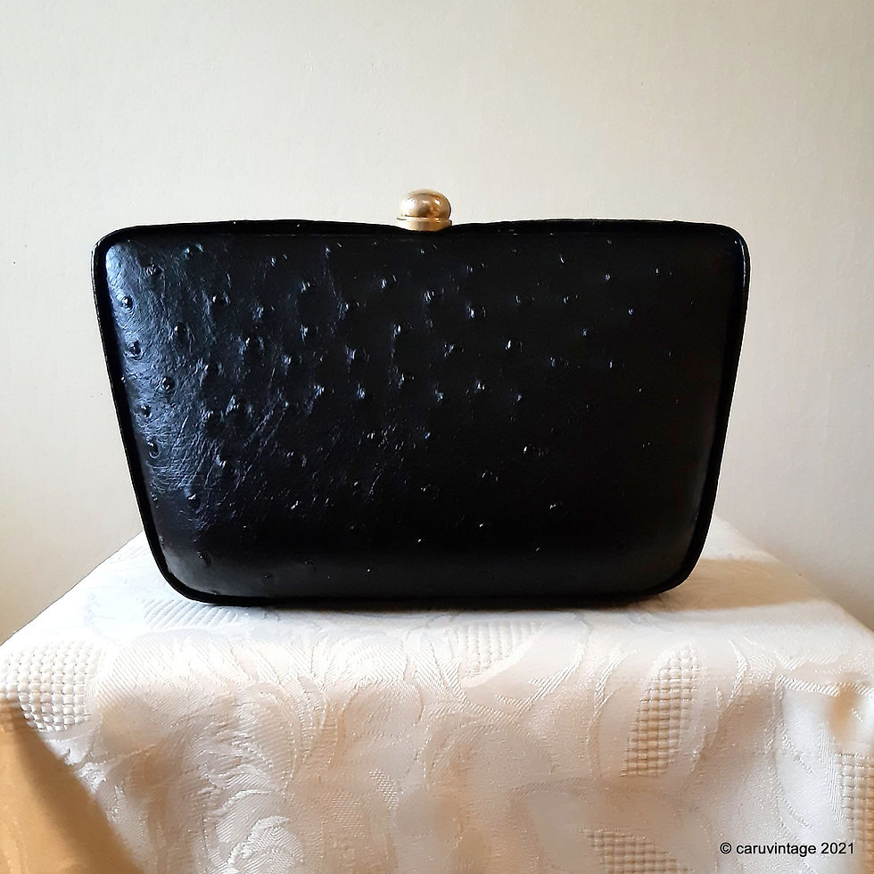 Buti black ostrich leather hard shell evening bag minaudiere